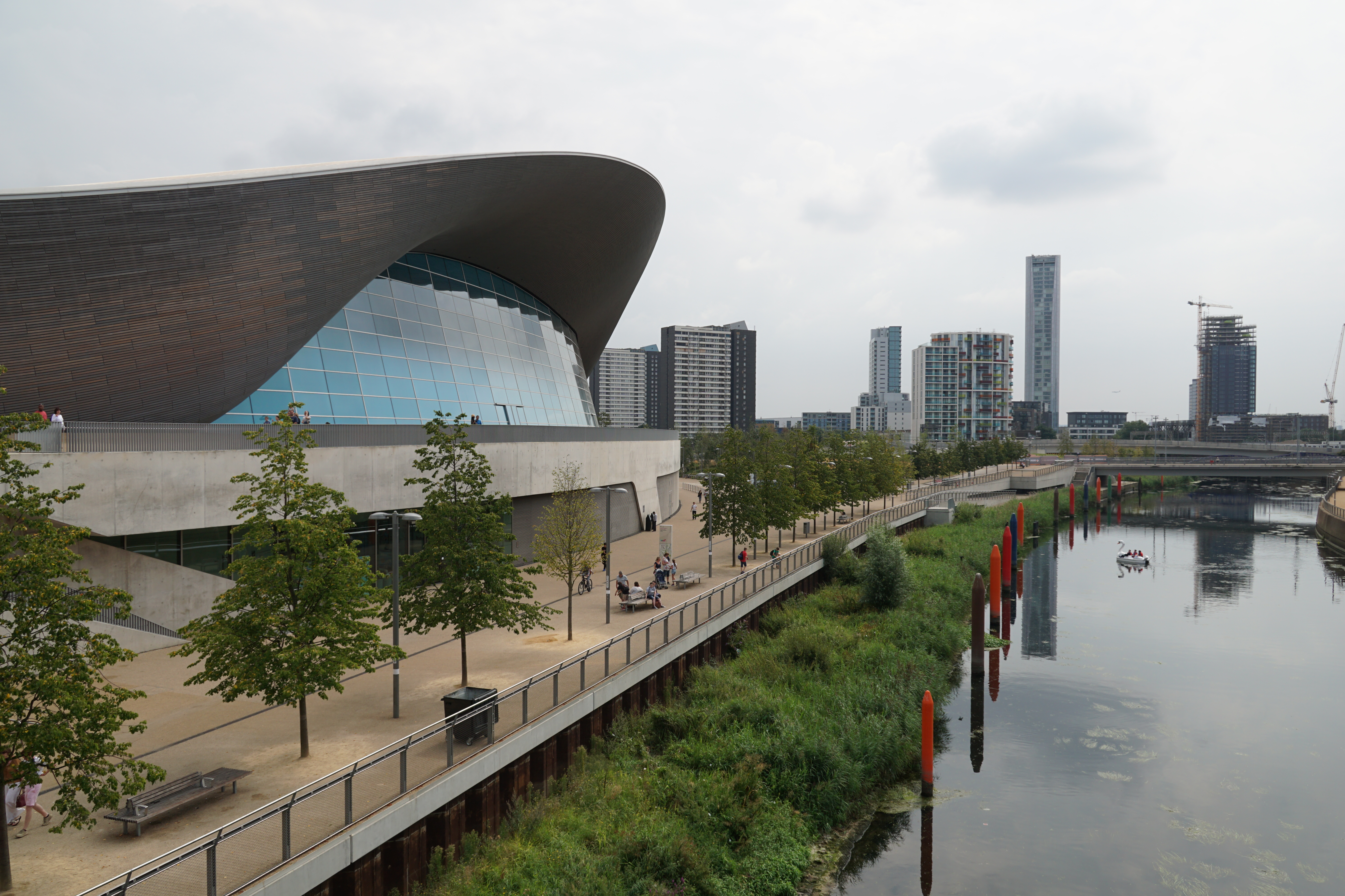 Contemporary public space and architecture in Queen Elizabeth Olympic Park at Stratford.
