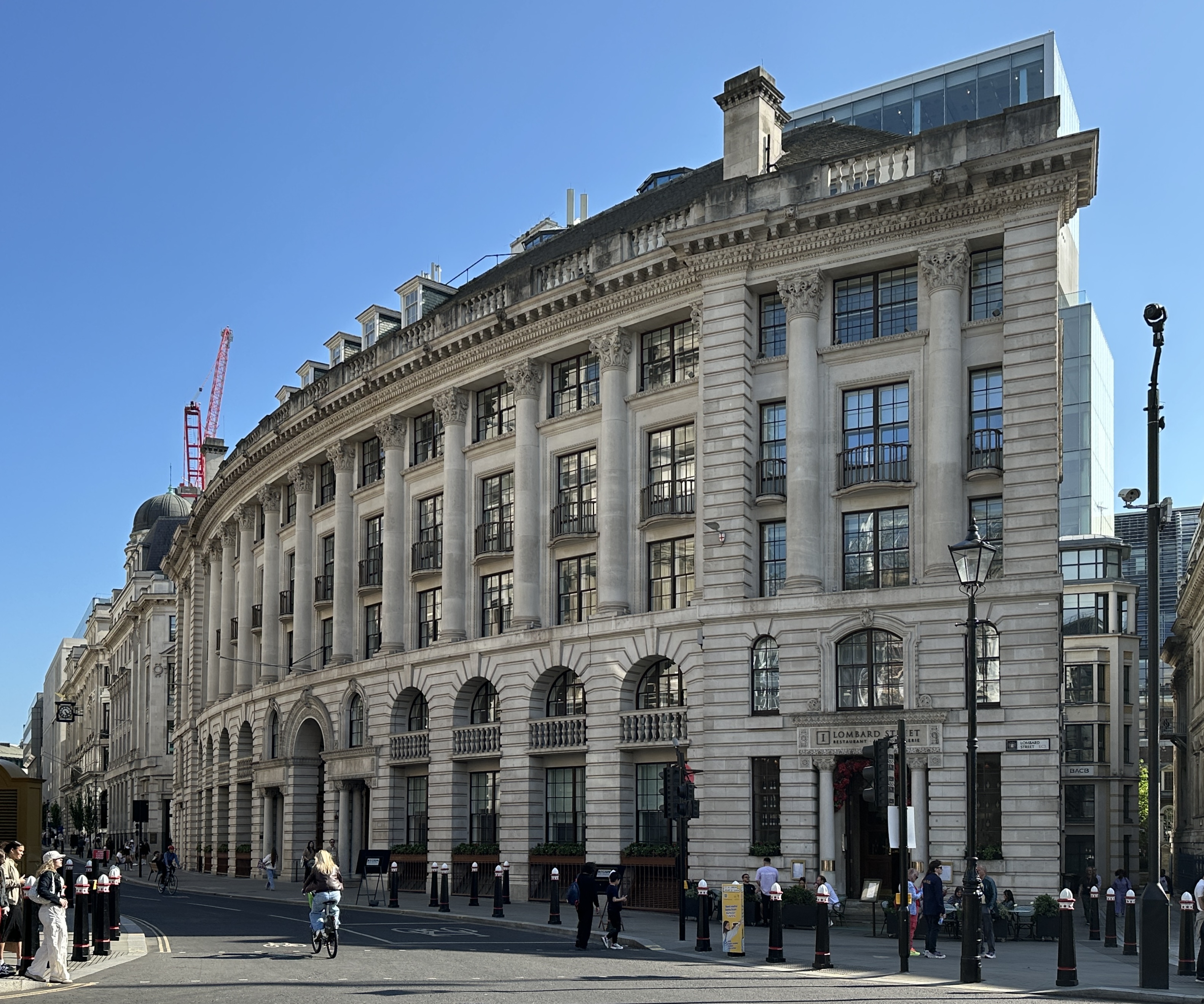 Historic buildings along Lombard Street in the heart of the City of London.